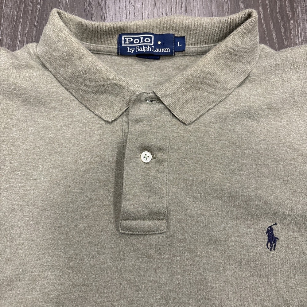 Vintage Polo Ralph Lauren Polo Shirt Light Green Heather Blue Pony Men's Size L